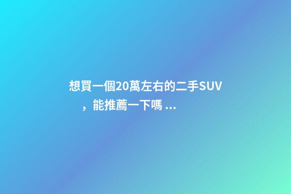 想買一個20萬左右的二手SUV，能推薦一下嗎？